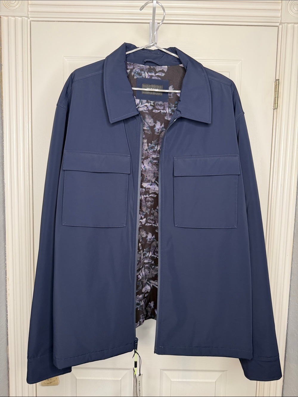 Murano Navy Lightweight Shirt Jacket with Patch Pockets